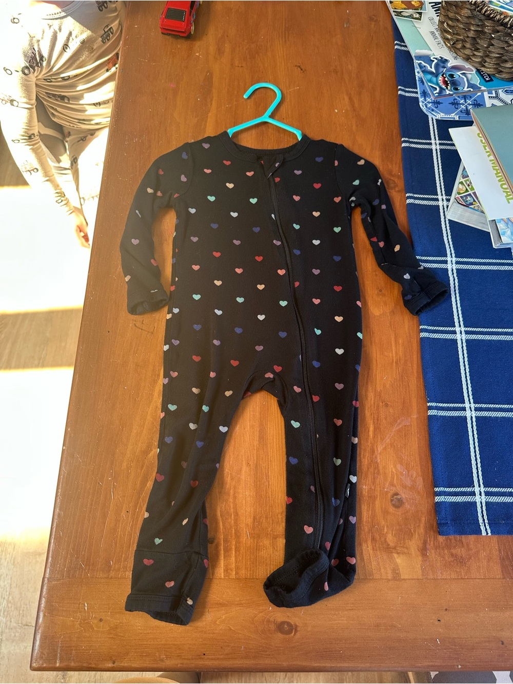 Black Heart-Print Kids One-Piece Pajamas